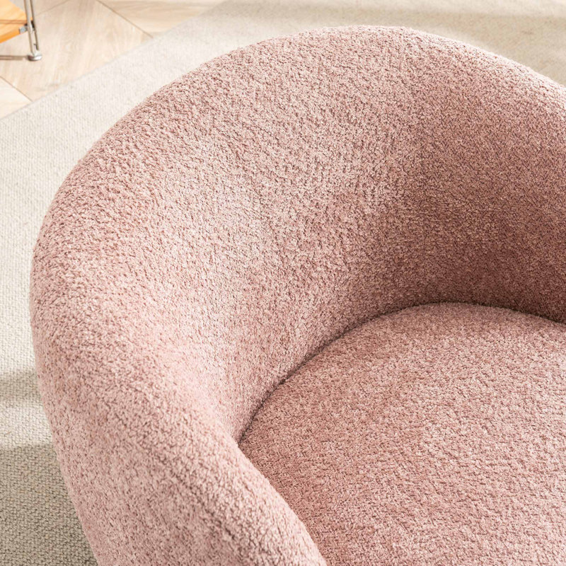 Everly Quinn Nen Upholstered Swivel Accent Chairs, Boucle Swivel Barrel ...